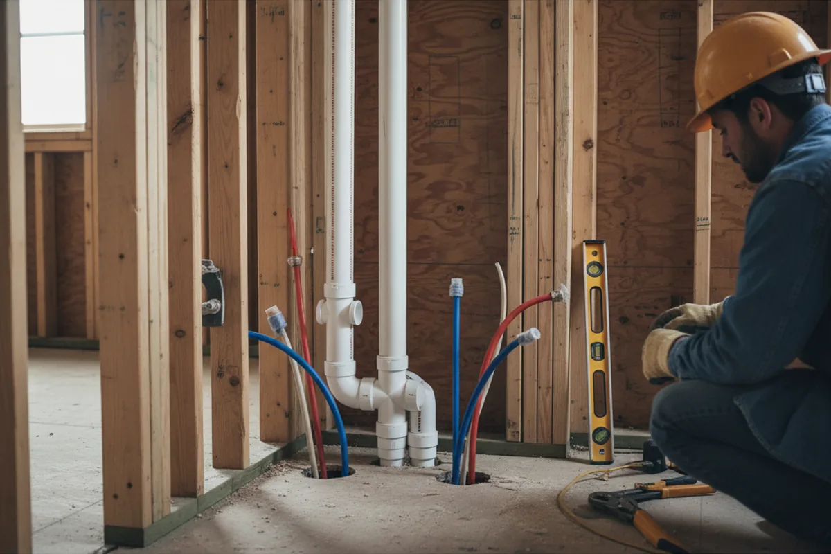 Drain and supply rough-in during Drain Cleaning in Footville